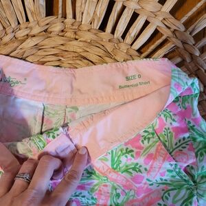 Lilly Pulitzer Women's Vibrant Pink and Green Shorts